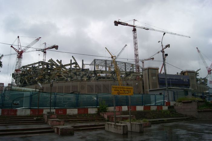 Dynamo Stadium under reconstruction. Photo courtesy of Wikipedia